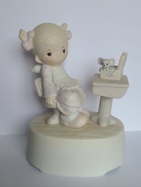 Vintage Precious Moments Love is Sharing Girl Music Box Collectible Figurine
